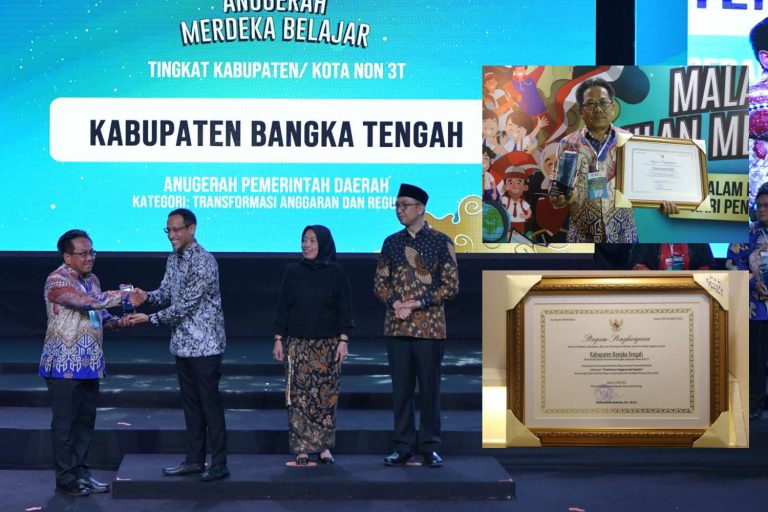 Bangka Tengah Raih Anugerah Merdeka Belajar Di Puncak Peringatan Bulan