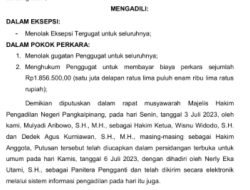 Demi Keadilan, PN Pangkalpinang Tolak Semua Gugatan yang Diarahkan ke Kepala Kantor DPD RI Babel