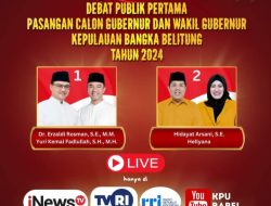 Rabu, 23 Oktober 2024, KPU BABEL Gelar Debat Pulik Pertama Pasangan Calon Gubernur Dan Wakil Gubernur