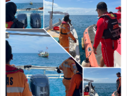 Mati Mesin Di Laut, Kapal Nelayan Kurau Dievakuasi Tim Rescue SAR